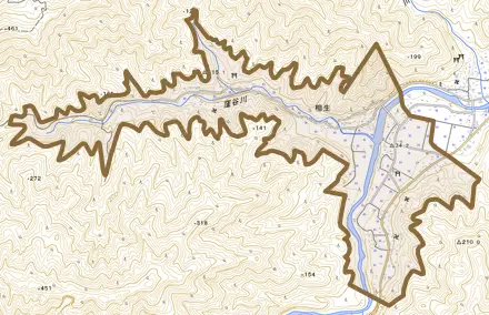 相生とその周辺の地図。町の範囲を重ねている