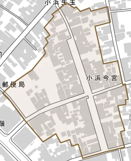 小浜今宮とその周辺の地図。町の範囲を重ねている