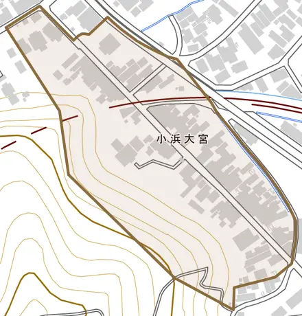 小浜大宮とその周辺の地図。町の範囲を重ねている