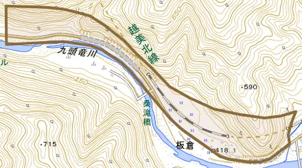 板倉とその周辺の地図。町の範囲を重ねている