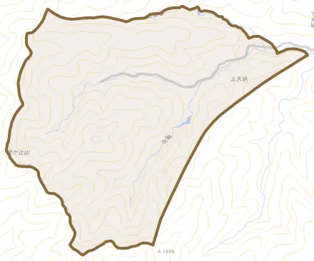 上大納とその周辺の地図。町の範囲を重ねている