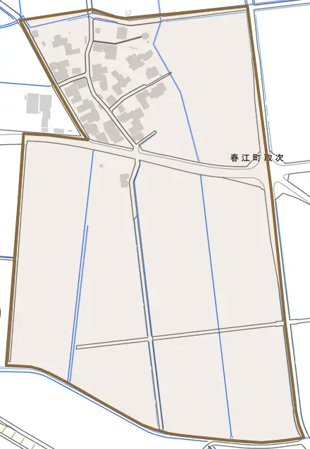 春江町取次とその周辺の地図。町の範囲を重ねている