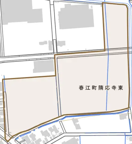 春江町随応寺東とその周辺の地図。町の範囲を重ねている