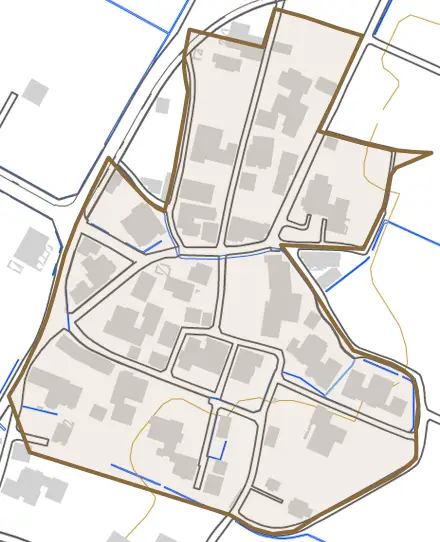 丸岡町伏屋とその周辺の地図。町の範囲を重ねている
