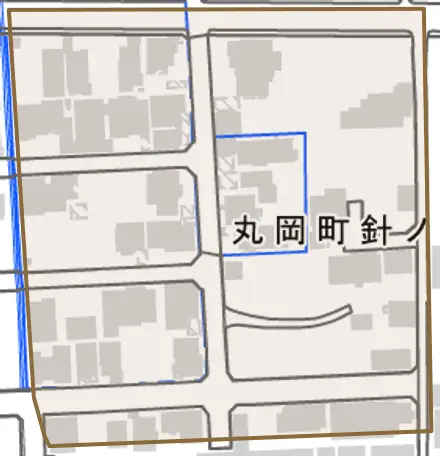 丸岡町針ノ木とその周辺の地図。町の範囲を重ねている