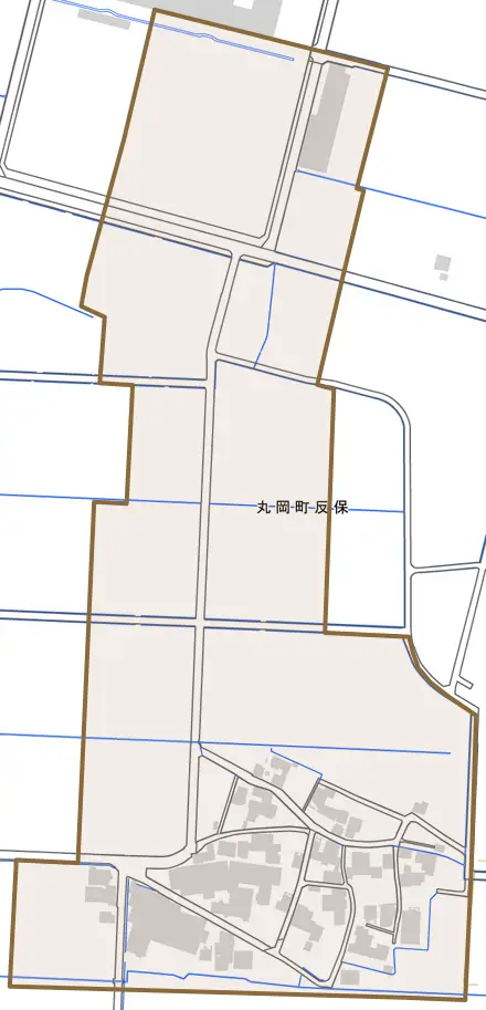 丸岡町反保とその周辺の地図。町の範囲を重ねている