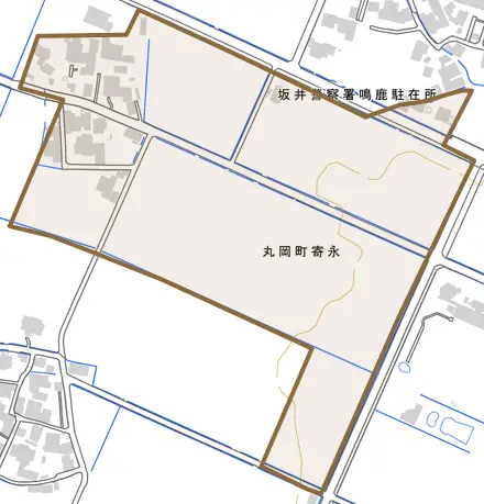 丸岡町寄永とその周辺の地図。町の範囲を重ねている