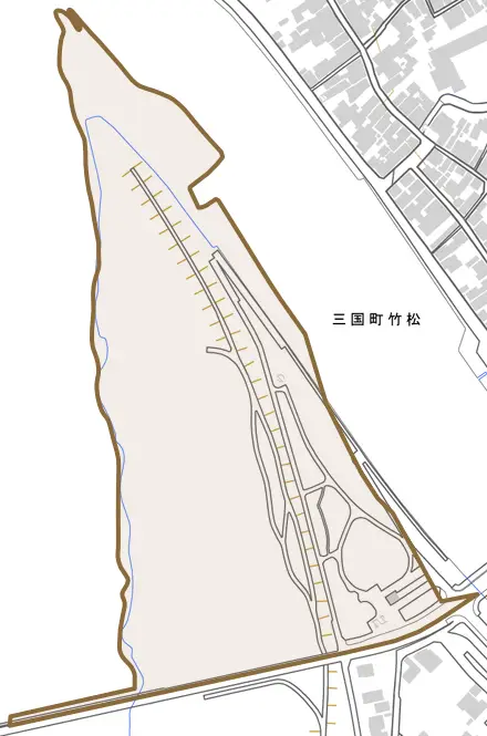 三国町汐見とその周辺の地図。町の範囲を重ねている