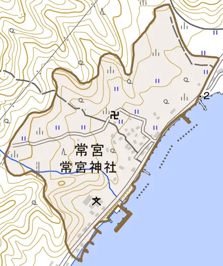 常宮とその周辺の地図。町の範囲を重ねている