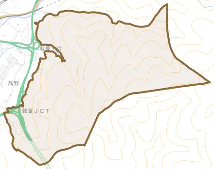 谷とその周辺の地図。町の範囲を重ねている