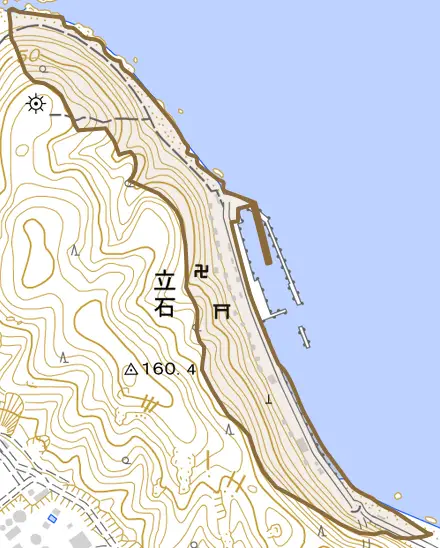 立石とその周辺の地図。町の範囲を重ねている