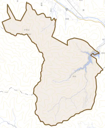 河内とその周辺の地図。町の範囲を重ねている