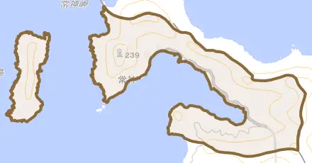 常神とその周辺の地図。町の範囲を重ねている