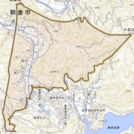 田代とその周辺の地図。町の範囲を重ねている
