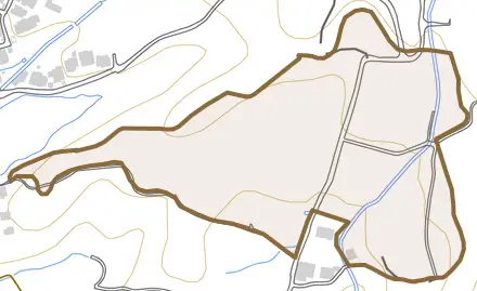 大字坂本とその周辺の地図。町の範囲を重ねている