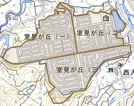 室見が丘とその周辺の地図。町の範囲を重ねている