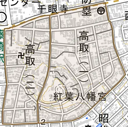 高取とその周辺の地図。町の範囲を重ねている