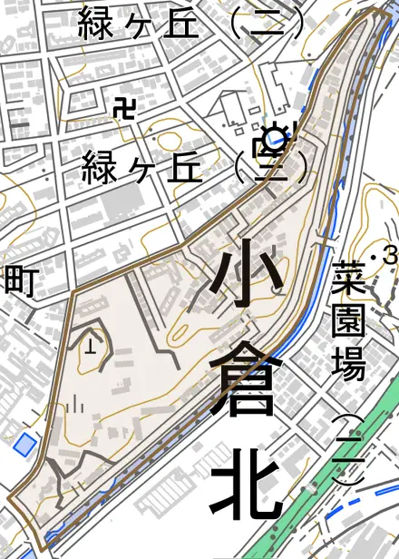 板櫃町とその周辺の地図。町の範囲を重ねている