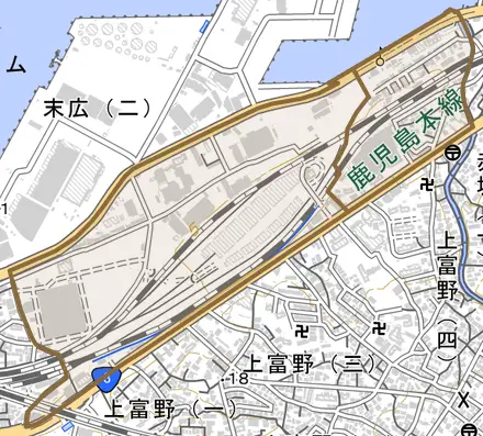 高浜とその周辺の地図。町の範囲を重ねている