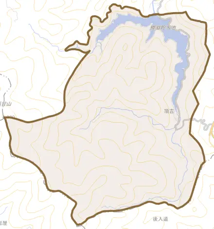 大字頂吉とその周辺の地図。町の範囲を重ねている