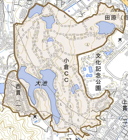 西貫とその周辺の地図。町の範囲を重ねている