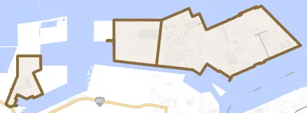響町とその周辺の地図。町の範囲を重ねている