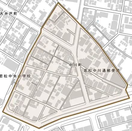 中川町とその周辺の地図。町の範囲を重ねている