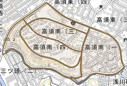 高須南とその周辺の地図。町の範囲を重ねている