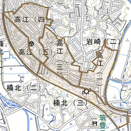 高江とその周辺の地図。町の範囲を重ねている
