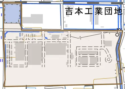 田主丸町吉本とその周辺の地図。町の範囲を重ねている