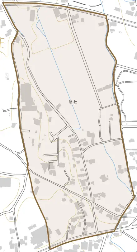 惣社とその周辺の地図。町の範囲を重ねている