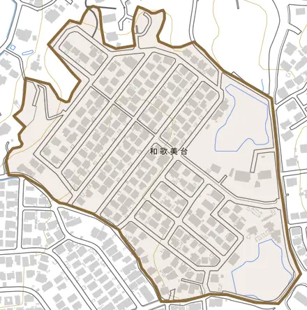 和歌美台とその周辺の地図。町の範囲を重ねている