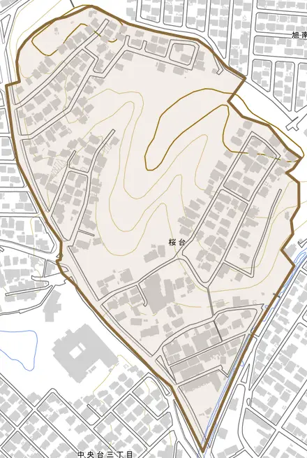 桜台とその周辺の地図。町の範囲を重ねている