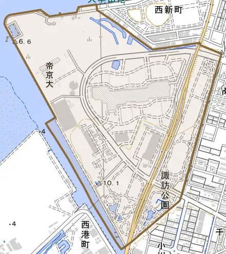 岬町とその周辺の地図。町の範囲を重ねている