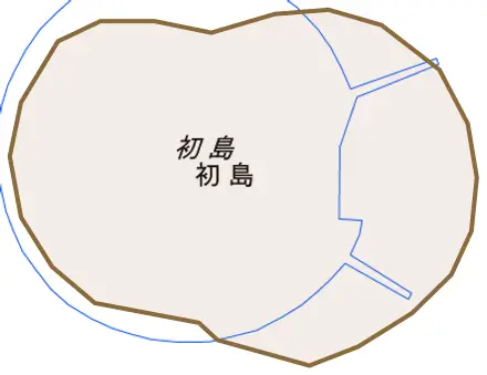 初島とその周辺の地図。町の範囲を重ねている