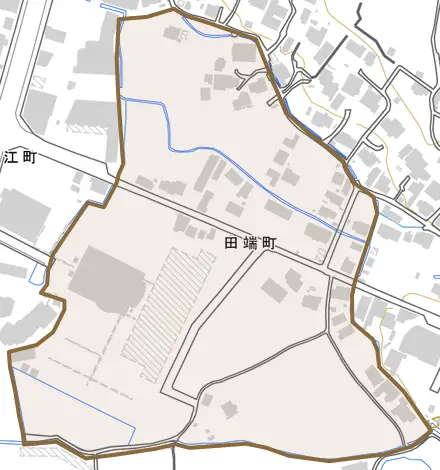田端町とその周辺の地図。町の範囲を重ねている