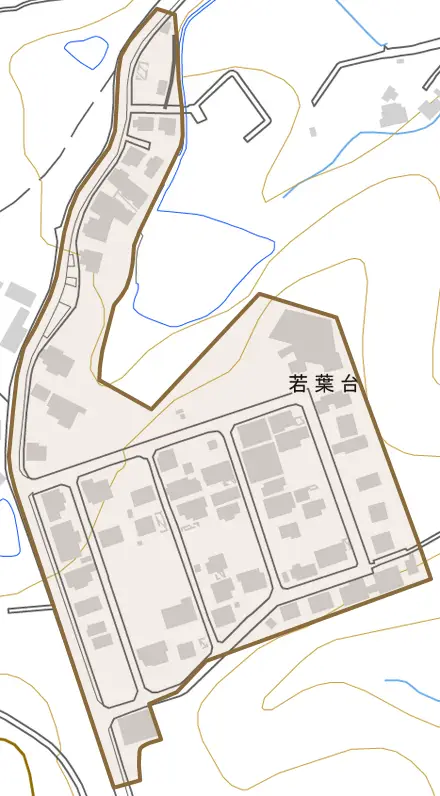 若葉台とその周辺の地図。町の範囲を重ねている