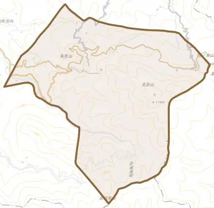 大字英彦山とその周辺の地図。町の範囲を重ねている
