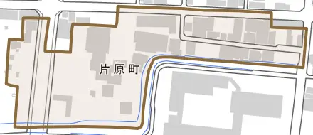 片原町とその周辺の地図。町の範囲を重ねている