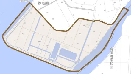 大和町大坪とその周辺の地図。町の範囲を重ねている