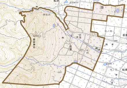 荻窪とその周辺の地図。町の範囲を重ねている
