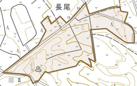 鶴野辺とその周辺の地図。町の範囲を重ねている