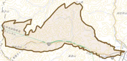 飯坂町中野とその周辺の地図。町の範囲を重ねている