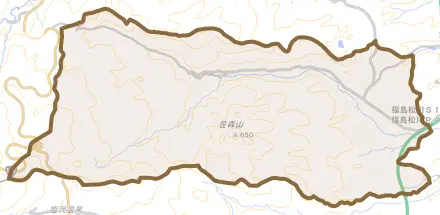 松川町水原とその周辺の地図。町の範囲を重ねている