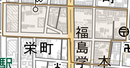 置賜町とその周辺の地図。町の範囲を重ねている