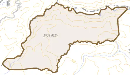 李平とその周辺の地図。町の範囲を重ねている