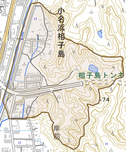 小名浜相子島とその周辺の地図。町の範囲を重ねている