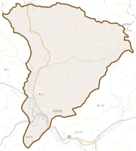 緑とその周辺の地図。町の範囲を重ねている