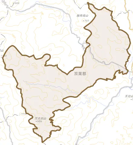 長網とその周辺の地図。町の範囲を重ねている
