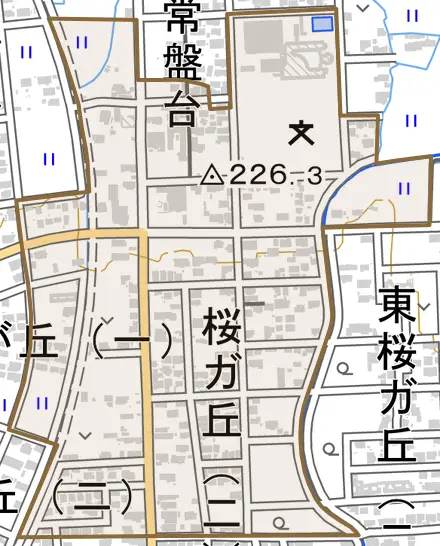 字常盤台とその周辺の地図。町の範囲を重ねている